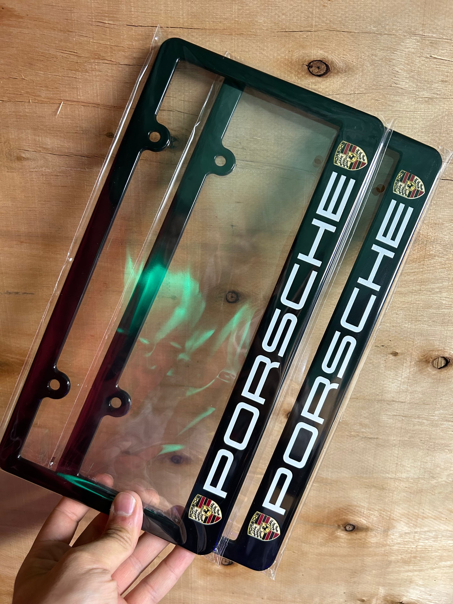 Porsche license plate frame set