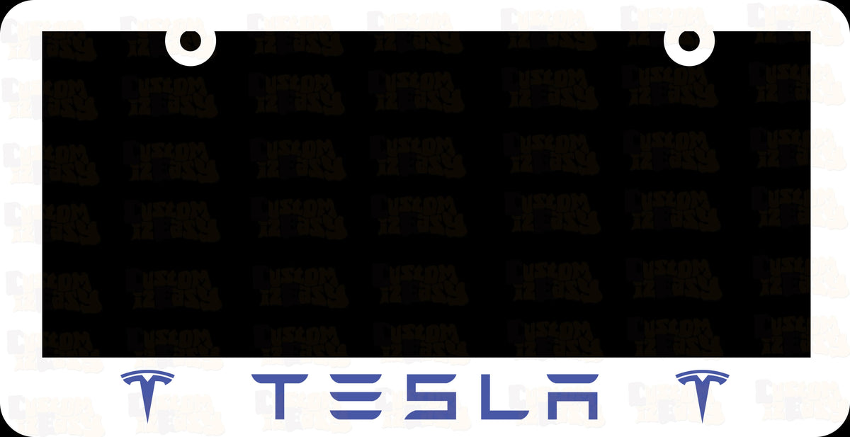 Tesla white license plate set 2pcs