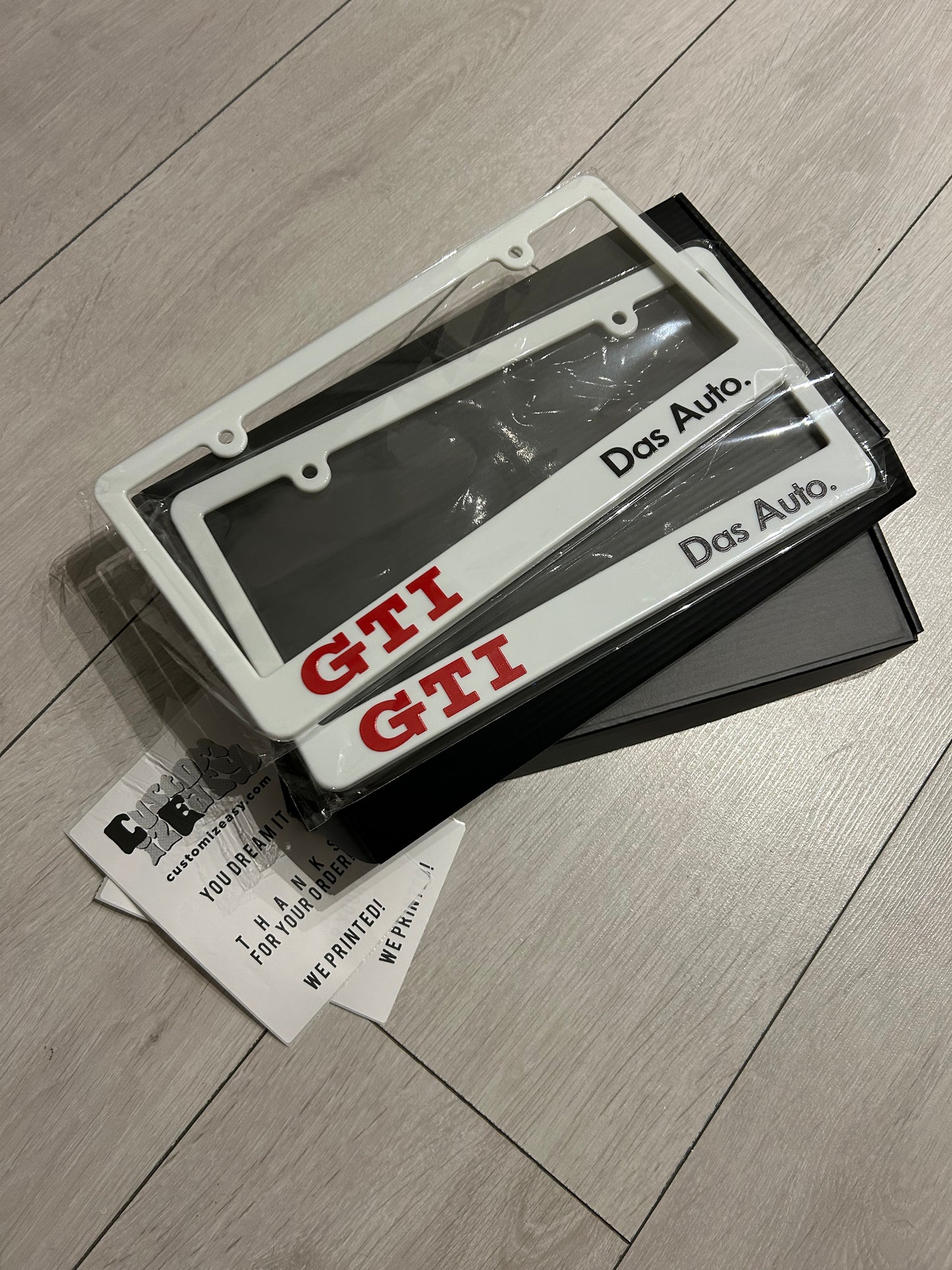 Volkswagen GTI White License Plate Frame Set