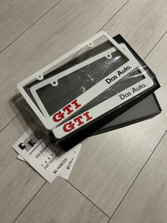 Volkswagen GTI White License Plate Frame Set
