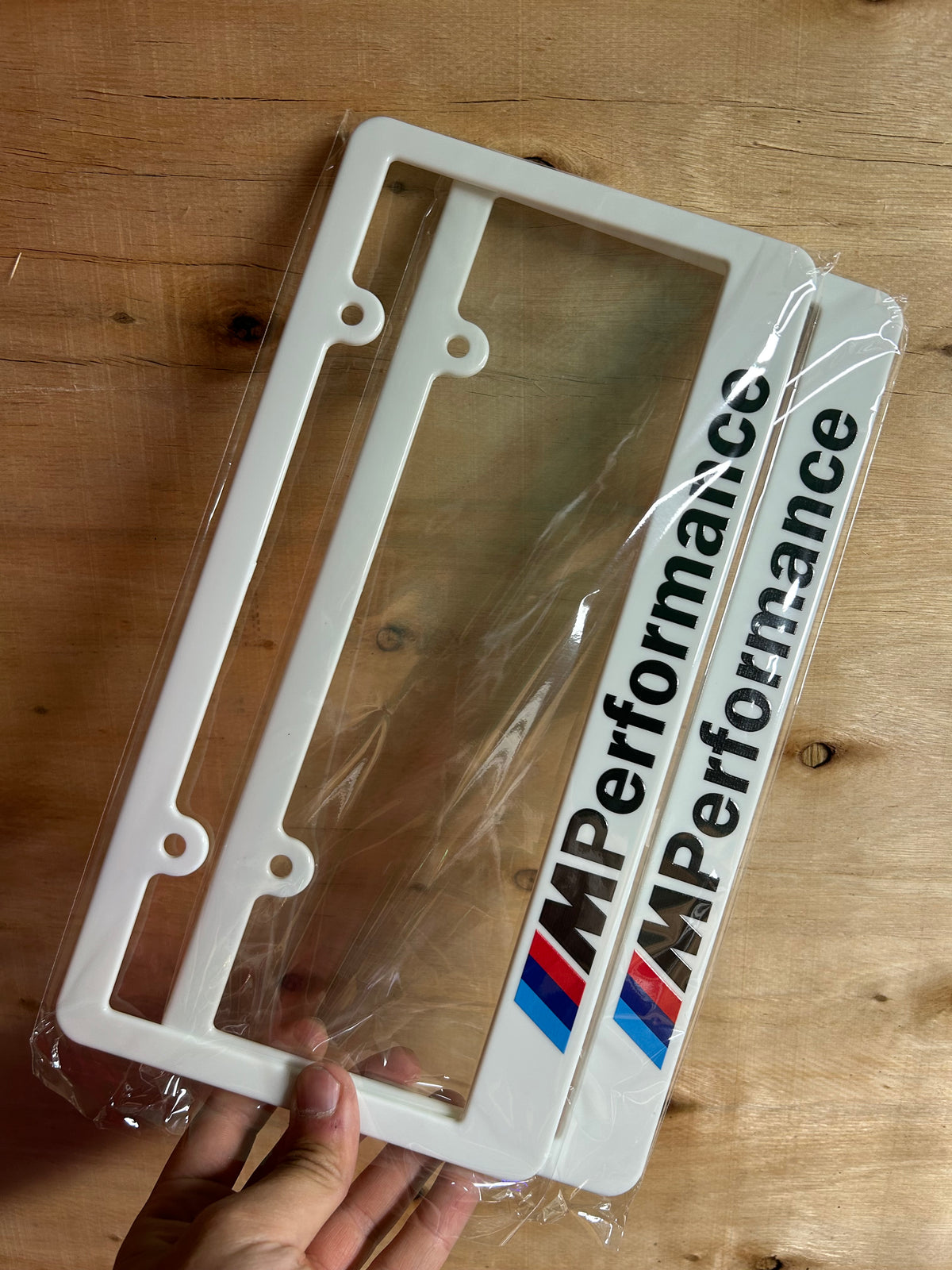 BMW M Performance White license plate frame set
