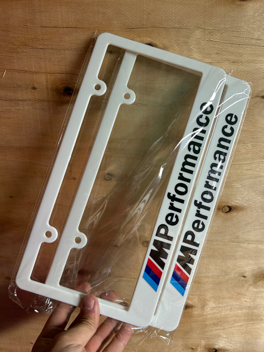 BMW M Performance White license plate frame set