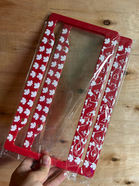 Compatible With All Cars - Canada Themed License Plate Frame Set(2pcs) - Made in Canada - Comes With Screws - Matte Black Composite