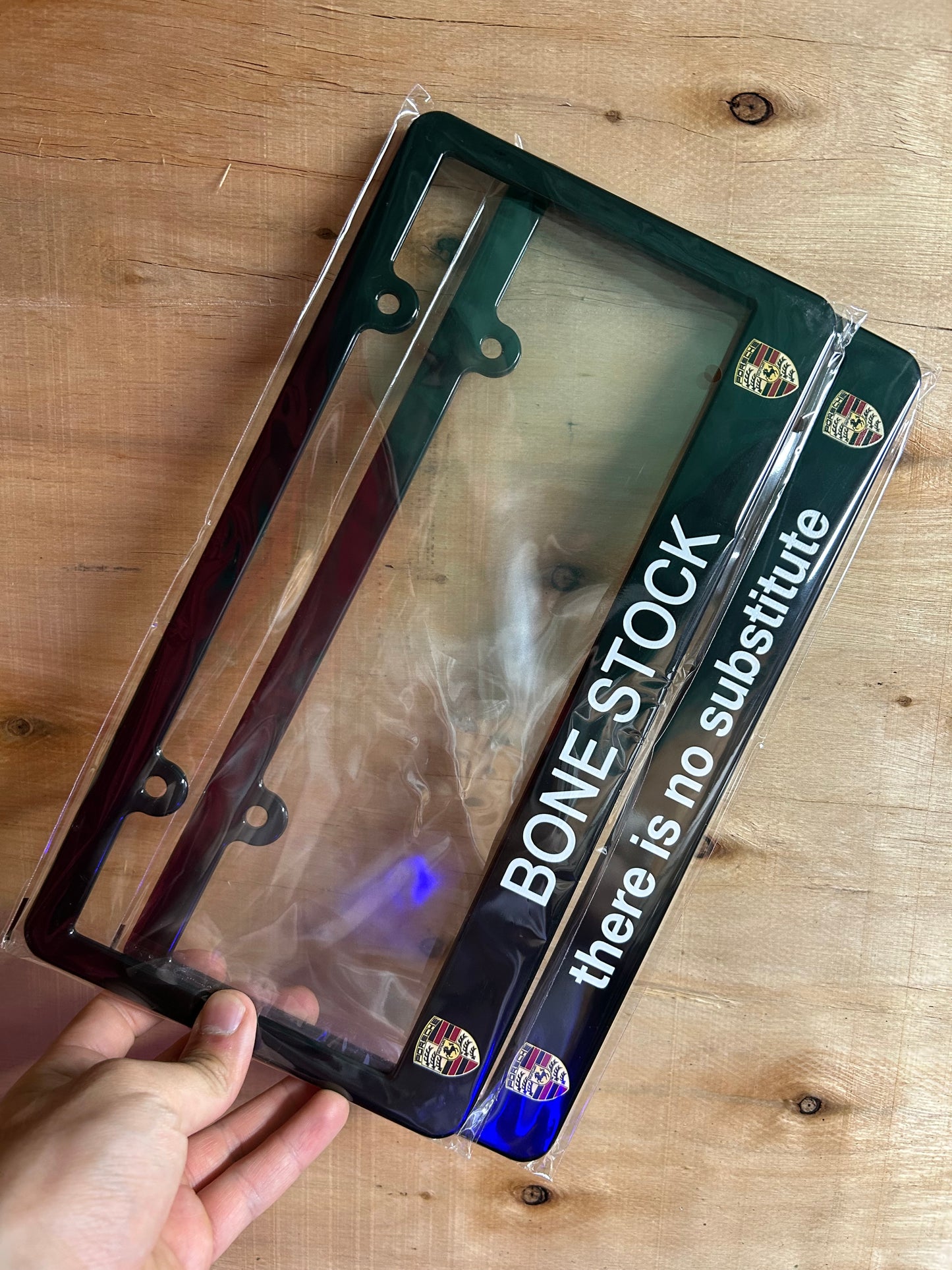 Bone stock Porsche license plate set (2pcs)