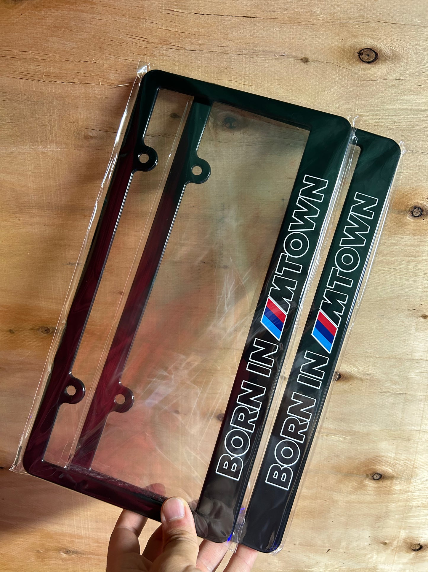 Born In M Town BMW License Plate Frame Set