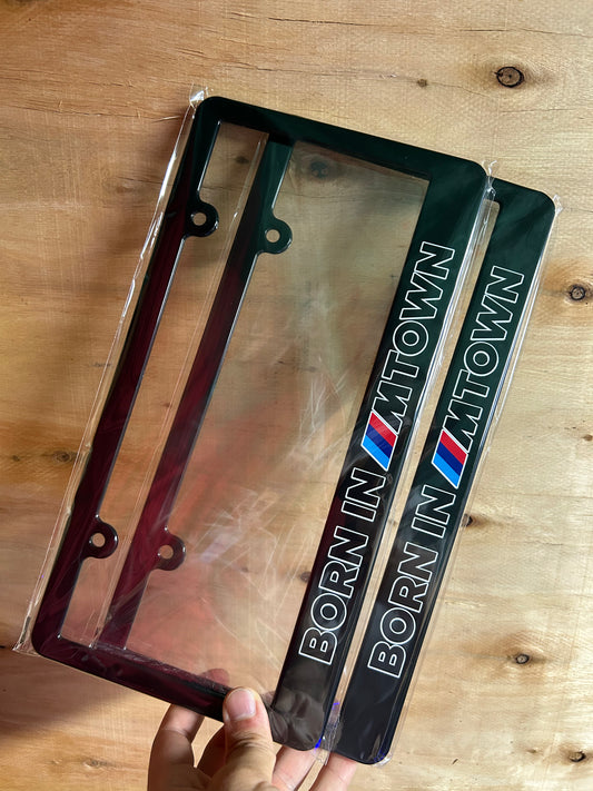 Born In M Town BMW License Plate Frame Set