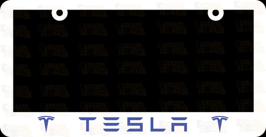 Tesla white license plate set 2pcs