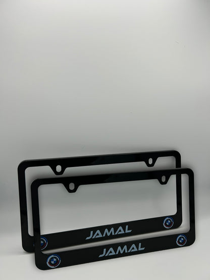 Custom + Car Brand Logo License Plate Frame Set