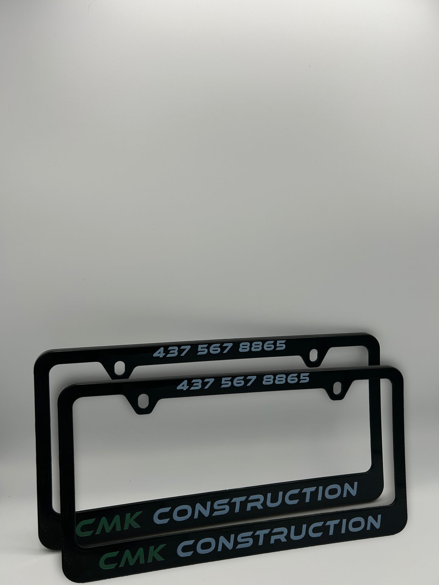 Custom Construction Company License Plate Frame Set