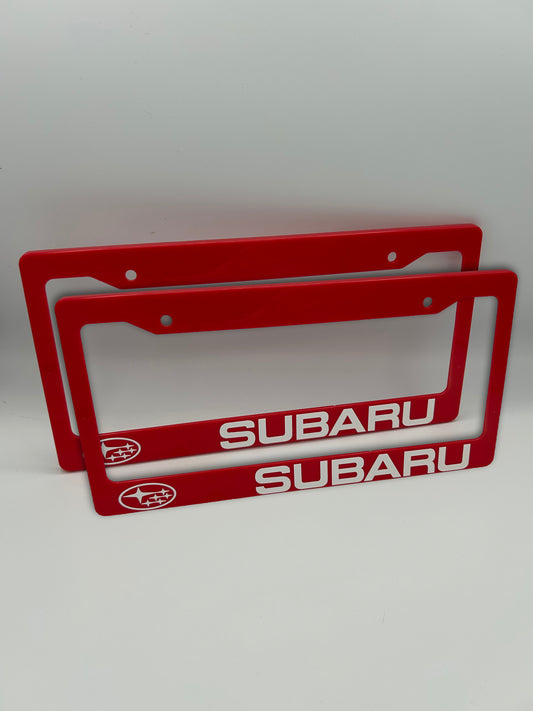 Subaru Red License Plate Frame Set
